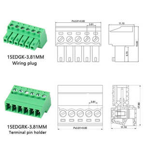 Ruised 10er-Set 2-poliger 3,81mm Rastermaß PCB-Montage Schraubklemmenblock-Steckverbinder 11-20 AWG Automotive Messing PA66 Basis Steckbarer Stecker - Product Image 6
