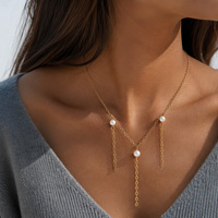 Collar de Perlas de Agua Dulce con Cadena Cruzada y Borla Barroca, Chapado en Oro PVD de 18K, Resistente al Agua, para Mujer, Bingxin