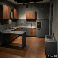 Meubles de cuisine modulaires de style européen moderne 2026 avec portes en acrylique et charnières, prêts à assembler, pour appartement