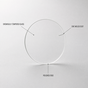 Disque de verre trempé transparent rond de 1,6 mm, renforcé chimiquement, avec fente usinée CNC, verre de montre à épaisseur personnalisée et bord taillé - Product Image 3