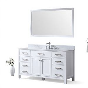Vasque de salle de bain moderne haut de gamme de 60 pouces, éco-responsable, avec lavabo en céramique, résistant à l'eau, idéale pour les hôtels et les entrepôts - Product Image 2