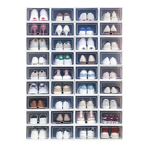 Shoe <b>Box</b> <b>Storage</b> Organizer <b>Stackable</b> Foldable With Lid Rectangle White Transparent For Home Dormitory Use - Product Image 5