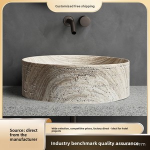 Plateau de lavage des mains en marbre naturel beige travertin Stonekocc, grand format, pour salle de bain, balcon, hôtel, <span class=keywords><strong>d</strong></span>écoration, durable - Product Image 4
