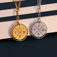 Nouveau Collier en Acier Inoxydable Tendance pour Couples, Chaîne de Clavicule Polyvalente avec Pendentif Personnalisé Incrusté de Zircons – Site Web Indépendant SQ