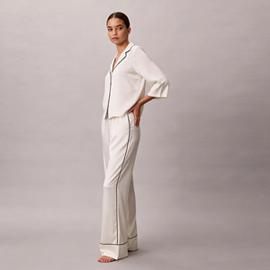 Pijamas de mujer extragrandes personalizadas al por mayor, ropa de estar de bambú y algodón, ropa de casa para damas, pijamas con logotipo personalizado, conjunto de pijama para dormir. - Product Image 2