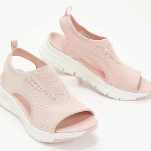 HD-058 Chaussures décontractées légères d'été pour femmes à plateforme, à bout ouvert, avec bride de cheville, en maille tricotée respirante et confortable - Product Image 2
