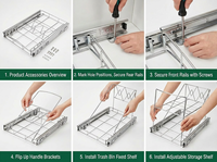 Étagère coulissante en métal durable pour poubelle, kit multifonction sous armoire et sous évier pour rangement d'outils de nettoyage de cuisine moderne