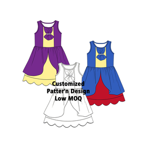 Robe décontractée sans manches pour filles, robe de yoga color block, vêtements pour enfants avec short, design personnalisé, faible MOQ - Product Image 1