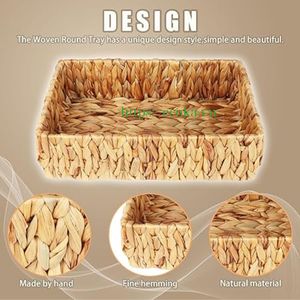 Hand-made Water Hyacinth Storage <b>Baskets</b> Set of 3 Storage <b>Baskets</b> for <b>Shelves</b> Decorative with Handle - Product Image 6