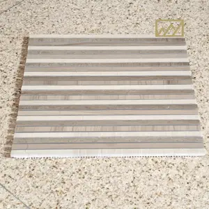 KINGS-WING Glass Mix Color Perlino Bianco And Grey Wood-grain Mosaic Tile