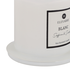 Vela Aromática ELEVARRE Blanc Saffron & Suede de 6oz en Frasco de Vidrio con Tapa - Product Image 5