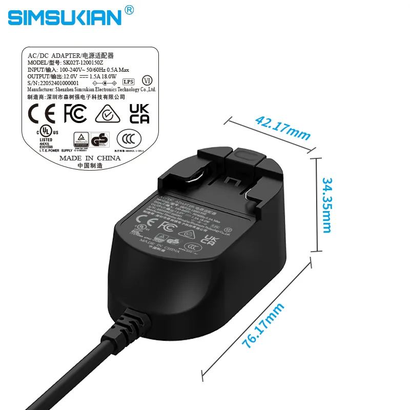 wall charger 9.3v ac dc power adapter 16.8vdc 1a interchangeable power adapter