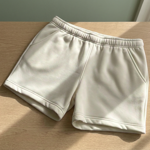 Shorts en coton uni pour homme, taille mi-haute, avec cordon de serrage, respirants, décontractés, avec logo frontal, poches, en tissu tricoté - Product Image 1