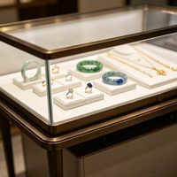 Vitrine à bijoux éclairée par LED, dimensions personnalisables, design durable et écologique, construction étanche pour les magasins de détail