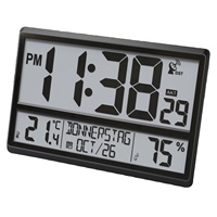 Jam Dinding LCD Jumbo Atomic, Jam Dinding Digital Ukuran Besar dengan Temperatur dan Kelembapan