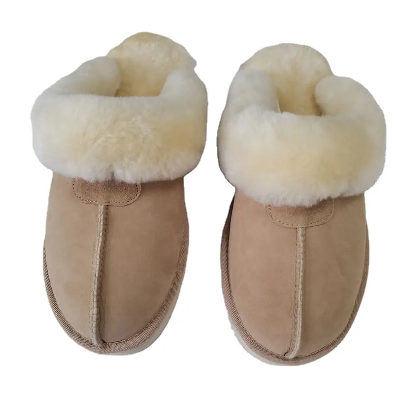 Hot Selling Australia Sheepskin Indoor Shoes Home Winter Genuine Leather Fur Slippers for Women
