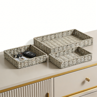 Panier de rangement rectangulaire en jonc de mer tressé moderne, personnalisable, de haute qualité, de la marque YC, fabriqué à la main - Poignée écologique, usage polyvalent