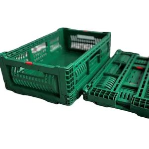 MANGO transportation use 500x330x170 mm collapsible and stacking plastic vented type storage crate box plastic folding basket