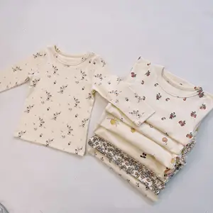 Blumen druck Baby Pyjama Set Baby Kleidung Set Kleinkind Kinder Outfits Sweatshirt Anzug Kinder Baumwolle Tops Hosen Baby Kleidung Set