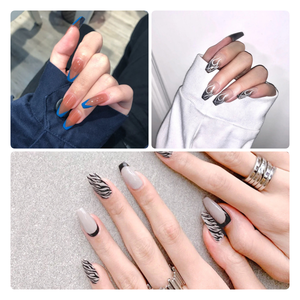 Mittellange Mandel-French-Tip Press-on-Nägel, V-förmige <span class=keywords><strong>Nude</strong></span>-Kunstnägel, wiederverwendbar, aus <span class=keywords><strong>ABS</strong></span>, für Frauen, für den täglichen Gebrauch - Product Image 1