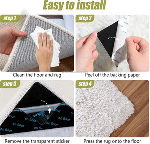 8 Pcs Double Sided <b>Rug</b> Stickers for Wood Floor, Non Slip <b>Rug</b> Pads for Area <b>Rugs</b>, Reusable, Keeps Corners Flat, <b>Washable</b>, Black - Product Image 4