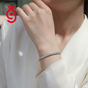 Bracciale Tennis moda 5mm VVS Moissanite con diamanti lusso da donna <span class=keywords><strong>uomo</strong></span> oro <span class=keywords><strong>925</strong></span> argento Sterling Unisex bracciale gioielli in Mossanite - Product Image 5