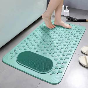 Tapis de sol de salle de bain antidérapant en PVC avec ventouses, pour le nettoyage, le massage et la douche, motif vague solide - Product Image 1