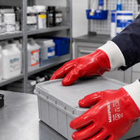 Guantes MaxiPact de PVC Liso, Impermeables, para Manipulación de Productos Químicos, con Forro de Algodón, para Cuartos Limpios y Uso General, Guantes de Seguridad, Guantes de Trabajo
