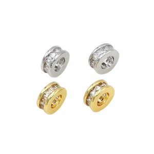 Cuentas espaciadoras de circonita cúbica redondas de 8 mm en oro y plata para joyería DIY - Product Image 5