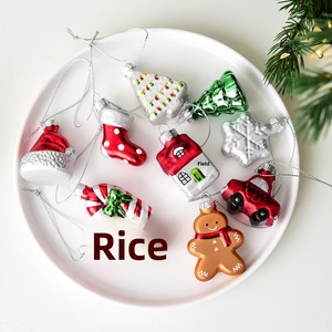 Ensemble de pendentifs de Noël en verre transfrontalier : Bonhomme de neige, Père Noël, Homme en pain d'épices, décorations pour sapin de Noël, coffret cadeau festif - Product Image 3