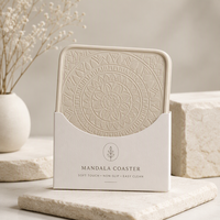 Sous-verre en pierre de diatomite écologique super absorbant avec motif Mandala en relief et tapis antidérapant – Vente en gros