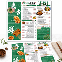 Impression personnalisée de menus de restaurant en langue étrangère recto-verso, papier A3, liste de prix des aliments, dépliant pour restaurant à l'étranger, design personnalisé