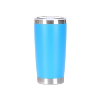 Tumbler Stainless Steel 20oz, Dinding Ganda, Terisolasi, Mug Kopi, Cangkir Vakum dengan Tutup
