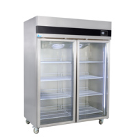 Réfrigérateur vertical de style européen à double porte vitrée