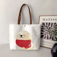OEM personalizado al por mayor lavado compras lavable Tote Dupont bolsas de papel Kraft reciclado marrón impermeable portátil bolso de hombro
