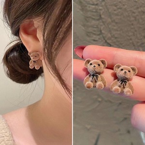 Fashion Korean Kawaii Plush Small Stud Earrings Wholesale <b>Cute</b> Teddy <b>Bear</b> Earring Jewelry Simple Trendy - Product Image 2