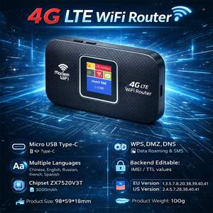 Routeur Wifi <span class=keywords><strong>de</strong></span> poche DNXT Mifi 4g Carte SIM Tous les réseaux Wifi <span class=keywords><strong>portable</strong></span> Appareil Wifi <span class=keywords><strong>de</strong></span> poche Nouveau 3000mAh WiFi6 WPS SMS pour une utilisation en extérieur - Product Image 2