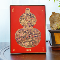 Vase en forme de gourde traditionnel chinois en laiton et noyer noir, avec boîte cadeau rectangulaire pour la décoration intérieure, porte-bonheur pour la maison et le bureau