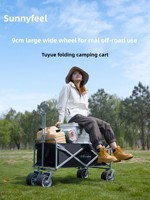 Chariot de camping pliable SunnyFeel à trois roues en métal, chariot portable pour le shopping et les outils