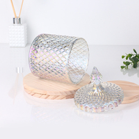 Contenedor de vidrio vacío para fabricación de aroma de velas, frascos de vela de vidrio iridiscente de 16 oz con tapa a granel