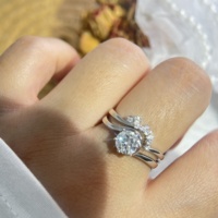 Bagues de mariage en gros pour femmes, ensemble de bagues de couple en argent sterling S925 avec diamant Moissanite couleur D VVS pour fiançailles