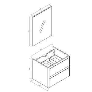 24"essen Black Wall Hung <strong>Double</strong> <strong>Vanity</strong> <strong>Unit</strong> and <strong>Basin</strong> 600mm Bathroom Modern <strong>Vanity</strong> Bathroom Set - Product Image 6