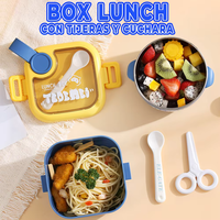 EASGA Bol d'alimentation complémentaire portable pour bébé Boîte à lunch carrée en acier inoxydable 304 avec cuillère en plastique ciseaux
