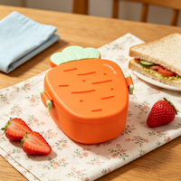 Boîte à bento en forme de carotte de dessin animé, double verrouillage et étanchéité, en plastique, pour la conservation des aliments frais – Vente chaude