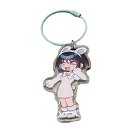 Llavero de acrílico personalizado con diseño de marinero lavanda, patrón de estrellas y luna, estilo Chibi, anillo, dije de papelería de anime Kawaii para reventa