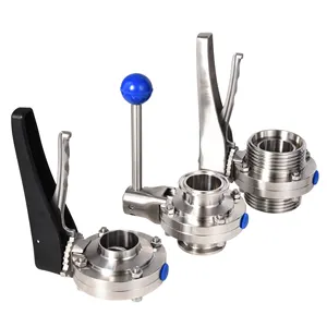 Sanitary Stainless Steel DN32 Welding Manual Butterfly Valve With Plastic Multi-Position Handle