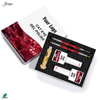 Kit de Produits pour Ongles en Gel Marque Privée – Gel UV Effet Œil de Chat Scintillant 15ml avec 2 Pinceaux Double Face et Outil Magnétique