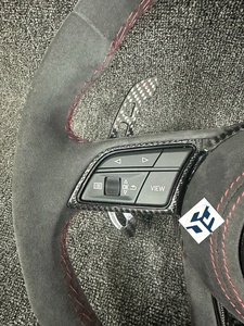 Volant de voiture pour Audi, volant en cuir et fibre de carbone, palettes de changement de vitesse, bouton R8, Q2, Q3, Q4, Q5, Q7, Q8, A4, C8, A6, A7, 2020, <span class=keywords><strong>2021</strong></span> - Product Image 2