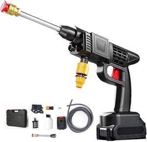 เครื่องล้างรถยนต์ไฟฟ้าแรงดันสูงแบบพกพาขนาดเล็กประสิทธิภาพสูงชนิดแบตเตอรี่สำหรับล้างรถ/สวน/แก้ว - Product Image 1