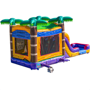 Castillo Hinchable Acuático Infantil con Tobogán Doble y Zona de Salto, Alquiler Comercial - Product Image 3